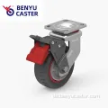 Pu Caster Rad in roter Farbe mit Bremse